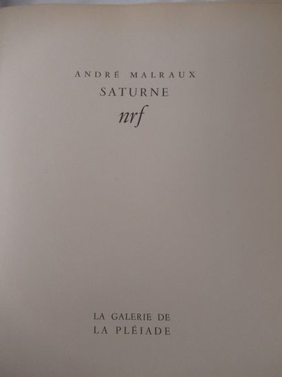 null ANDRE MALRAUX. "Saturne, Essai sur Goya", NRF. 1950. Légère usure.
