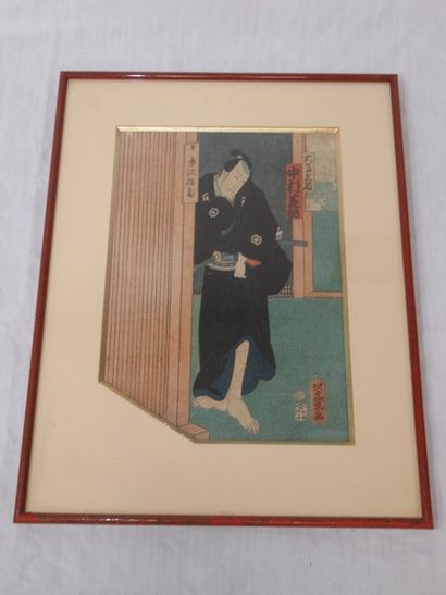 JAPAN Color print of a samurai, 33 x 32 cm...