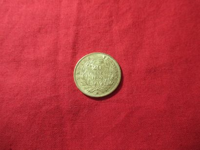 Pièce de 20 francs en or, Napoléon III, 1860....
