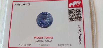null NATURAL TOPAZE - Origin BRAZIL - 4.62 Carats - Color VIOLET - Round Size - 10.34...