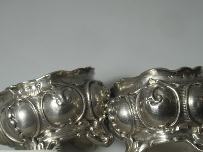 null Pair of silver salverons (800). Weight : 32 g (without their glasses)