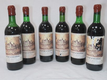 null 6 bottles of Ludon Médoc, Chateau d'Agassac, harvest 1970. damaged labels.