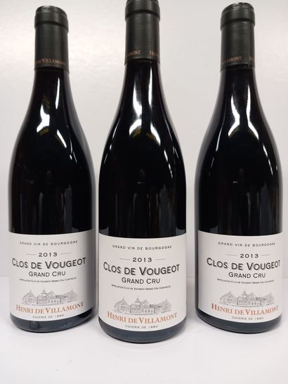 3 bouteilles deClos Vougeot Grand Cru 2013...