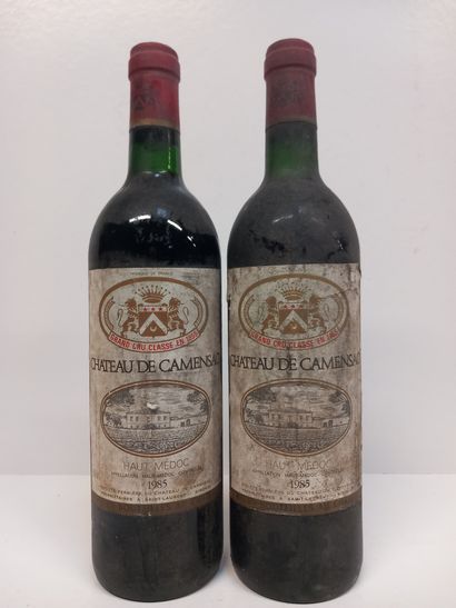 null 2 bottles Château Camensac 1985 Grand Cru Classé Haut Médoc (dirty labels)