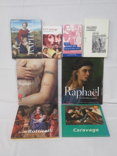 null Lot of 8 books on the great masters of Italian painting: Raphael (Skira), Caravaggio,...