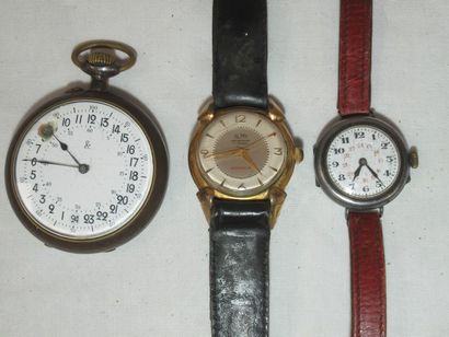 null Lot en métal, comprenant une montre de gousset et 2 montres bracelet (accidents,...