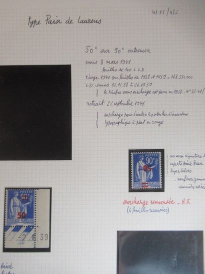 null FRANCE - 3 timbres 482 (neufs), outremer, 50c sur 90c, dont un avec
surcharge...