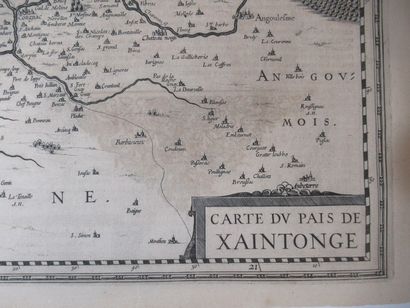 null Carte du pays de Xaintonge. XVIIe. 38 x 51 cm. En feuille (issue d'un ouvra...