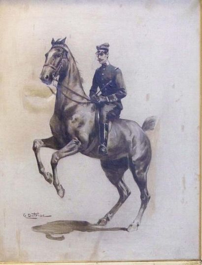 École française du début du XXe siècle Portrait d'officier de cavalerie, huile sur...