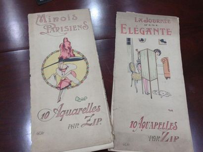 null "La journée d'une élégante" et "Minois parisiens", illustrations par ZIP. Editions...