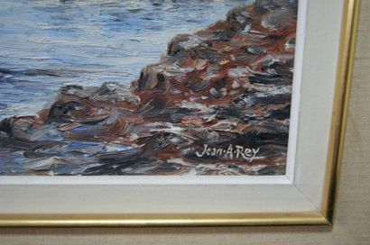 Jean A REY (Xxe siècle) Voiliers 
huile sur isorel, signée en bas à droite

41 x...