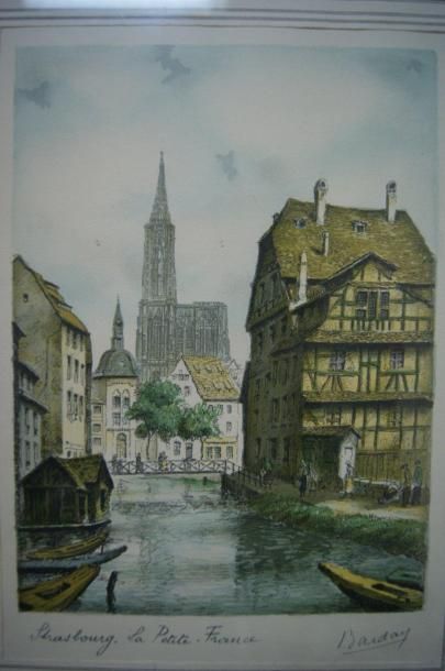 BARDAY "Strasbourg - La Petite France" "Chartres - Maisons sur l'Eure" Ensemble de...