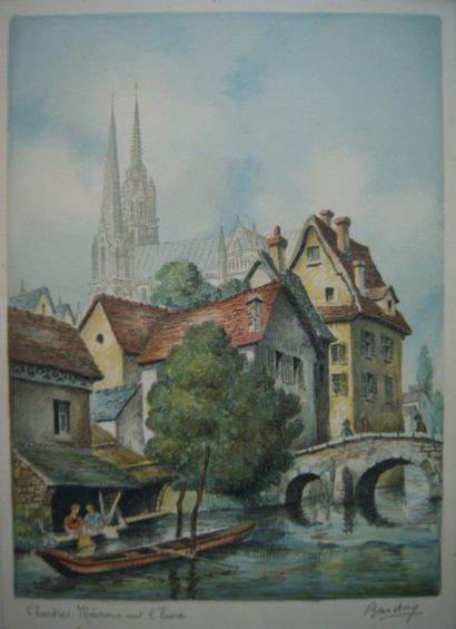 BARDAY "Strasbourg - La Petite France" "Chartres - Maisons sur l'Eure" Ensemble de...
