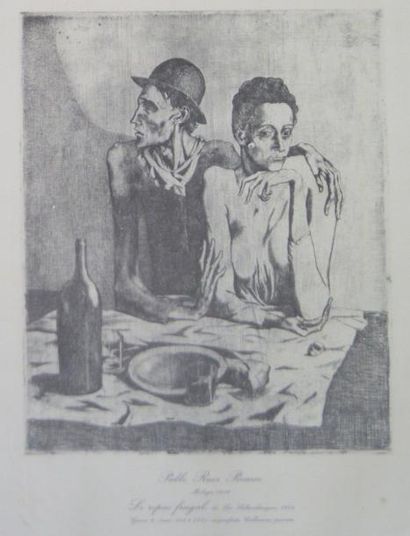 null Reproduction d'après Picasso. 29 x 23 cm (à vue)