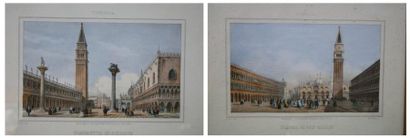 null Deux gravures en couleurs, Vues de la place Saint Marc à Venise, D'après M....