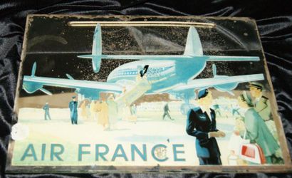 AIR FRANCE Plaque publicitaire en miroir émaillé. 30 x 42