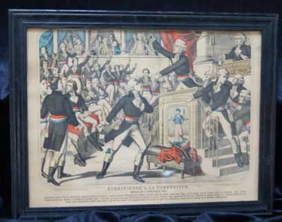 null Gravure en couleurs "Robespierre à la Convention". 24,5 x 33 cm