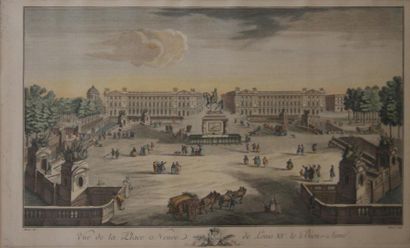 École FRANÇAISE du XVIIIe siècle "Vue de la place Neuve de Louis XV le Bien Aimé,...