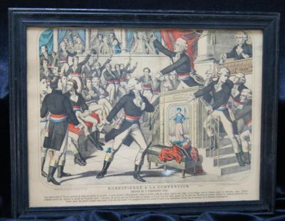 null Gravure en couleurs "Robespierre à la Convention". 24,5 x 33 cm