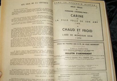 PARIS Théâtre revue mensuelle. Deux volumes reliés (tome 3 et tome 5), un comprenant...