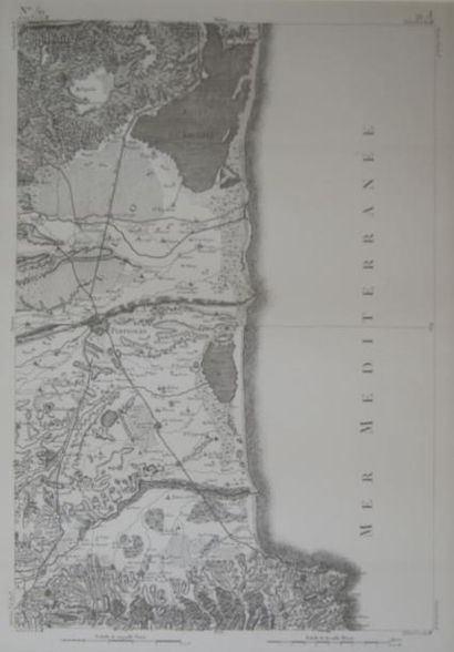 null Carte figurant les environs de Perpignan, 61 x 44 cm