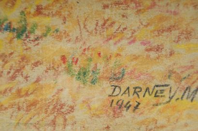 null Maurice Darney, Meule de foin et maison, pastel, signé et daté "Darney 1947...