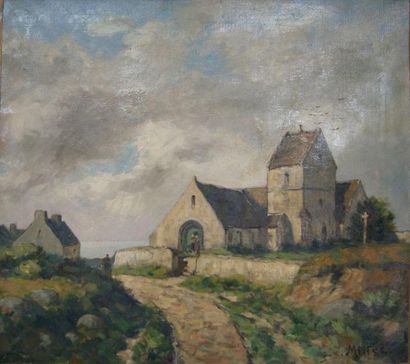 Jean-Charles MILLET (1892-1944) Eglise de Gréville (département de la Manche), huile...