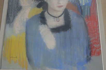 Pierre DEVAL dit le Maître d'Orvès (1897-1993) Portrait de jeune fille, pastel, signé...