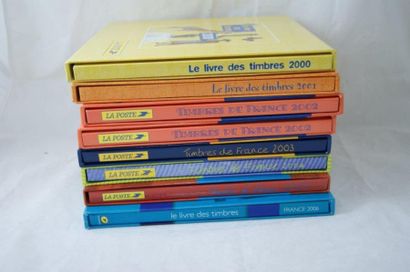 France LA POSTE - LE LIVRE des TIMBRES de l'ANNÉE. 9 volumes dans leurs cartonnages:...