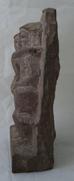 INDE Relief en grès, figurant un couple enlacé. Haut.: 21,5 cm