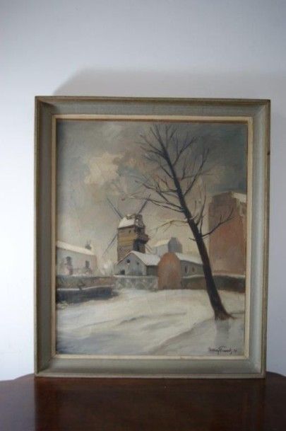 Audrey PREVOST (1890-1961 Audrey Prevost (1890-1961) Moulin, huile sur toile, signée...