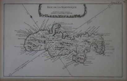 null Gravure figurant l'Isle de la Martinique issue d'un livre. Dim.: 23,5x36cm