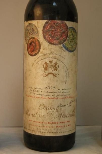 null 3 bouteilles de Château Mouton Rothschild, 1978. Etiquette décorée par Riopelle....