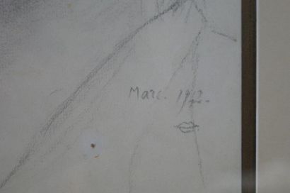 null Ecole du XXe siècle, Femme de profil, dessin, signé "Marc, 1942" 25,5 x 19 ...