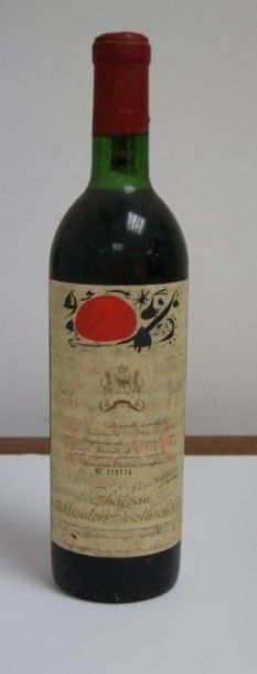 null 1 bouteille de Château Mouton Rothschild, 1969. Etiquette décorée par Miro,...