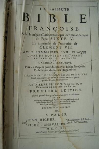 FRIZON Pierre FFRIZON Pierre

La Saincte Bible françoise selon la vulgaire latine...