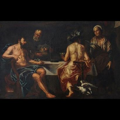 null École vénitienne du XVIIe siècle

Huile sur toile représentant Zeus et Hermès,...