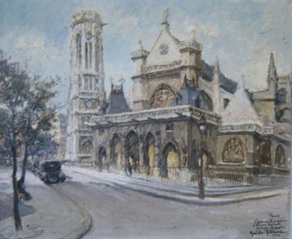 null Georges Guido FILIBERTI (1881-1970) Saint Germain l'Auxerrois. Huile sur panneau....