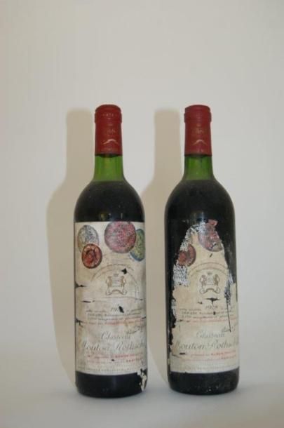 null 2 bouteilles de Château Mouton Rothschild, 1978. Pauillac. Etiquette décorée...