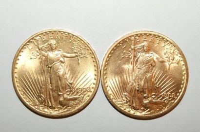 null Lot de deux pièces de 20 Dollars américains Aigle 1908. Etat: Beau. Edition...