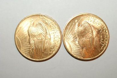 null Lot de deux pièces de 20 Dollars américains Aigle 1908. Etat: Beau. Edition...