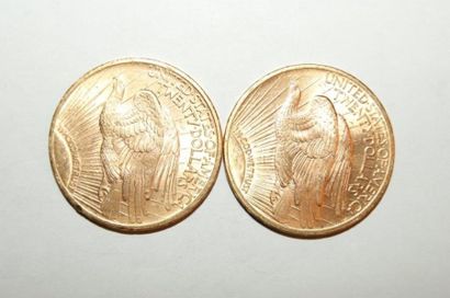null  Lot de 2 pièces de 20 Dollars américains Aigle de 1922 . Etat : Beau. Edition...
