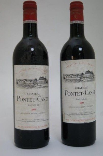 null 2 bouteille Château Pontet-Canet, Pauillac, 1977.