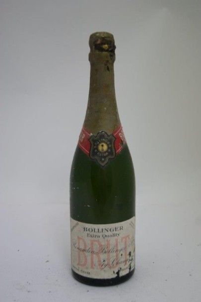 null 1 bouteille de champagne Renaudin Bollinger. (étiquette sale, abîmée, coiffe...