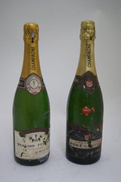 null Lot de deux bouteilles de champagne : Bernard Pertois Premier cru et René Gentil...