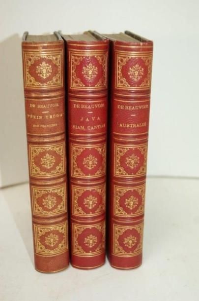 null Le Comte de BEAUVOIR, Ensemble de 3 volumes de la Série "Voyages autour du Monde"...