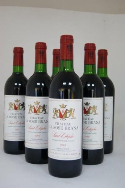 null 6 bouteilles de Saint Estèphe, château La Rose Brana, 1989.