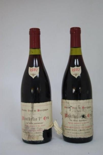 null 2 bouteilles de Monthélie, 1er cru. "Le Meix Bataille", 1987. (étiquettes a...