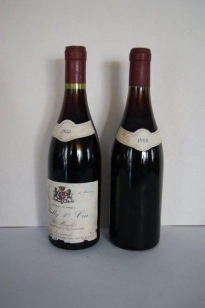 null 2 bouteilles de Rully 1er Cru. "Les Margotés". 1988. (une sans étiquette)
