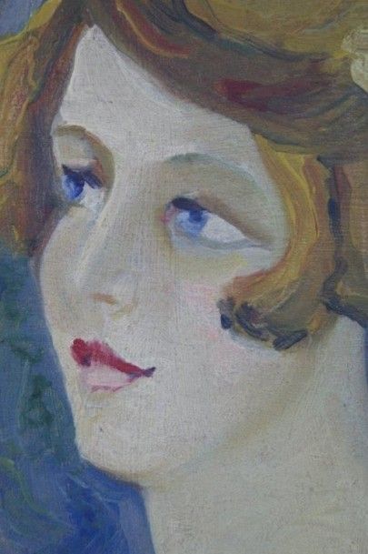 null José MANGE Portrait de femme, huile sur isorel signé et daté "25" . 46 x 35...